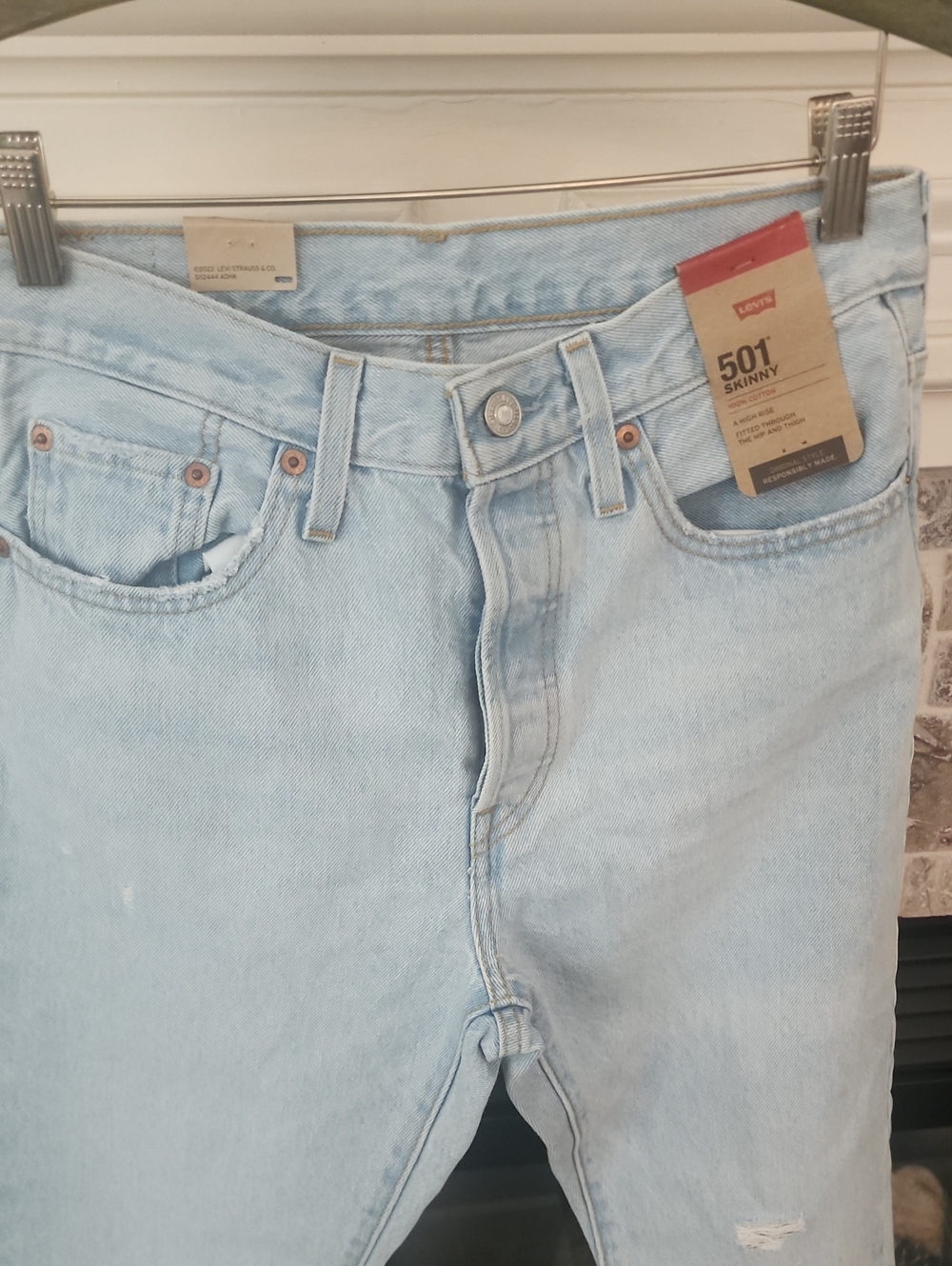 Levi's 501 Skinny Jeans - Pale Blue Denim